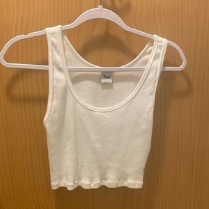 ARITZIA TNA RIBBED CROPPED TANK WHITE SIZE SMALL